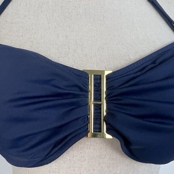 Tommy Hilfiger NWT Women's Halter Bandeau Bra Bikini Top Core Navy Size Medium - Picture 3 of 10